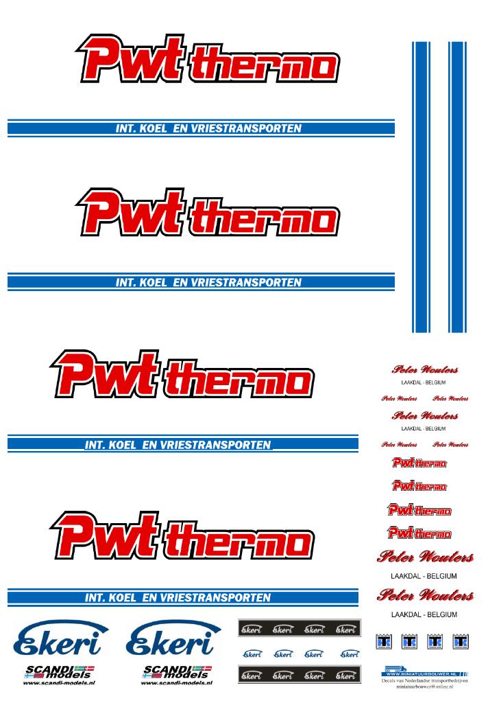 Vrachtauto decal 1:50 PWT thermo/Peter Wouters ( combi ), Verzenden, Nieuw, Bus of Vrachtwagen, Overige merken