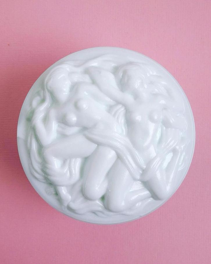 Vintage Art Nouveau st 50s persglas glas bakje Schlevogt wit, Antiek en Kunst, Antiek | Glas en Kristal, Verzenden