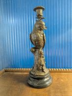 Bronzen kandelaar Papegaai, Ophalen of Verzenden