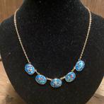 Halsketting met emaille mille fleurs italiaans, Ophalen of Verzenden, Zo goed als nieuw, Overige materialen