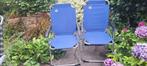 set van twee lage blauwe campingstoelen, Caravans en Kamperen, Kampeermeubelen, Ophalen, Gebruikt, Campingstoel