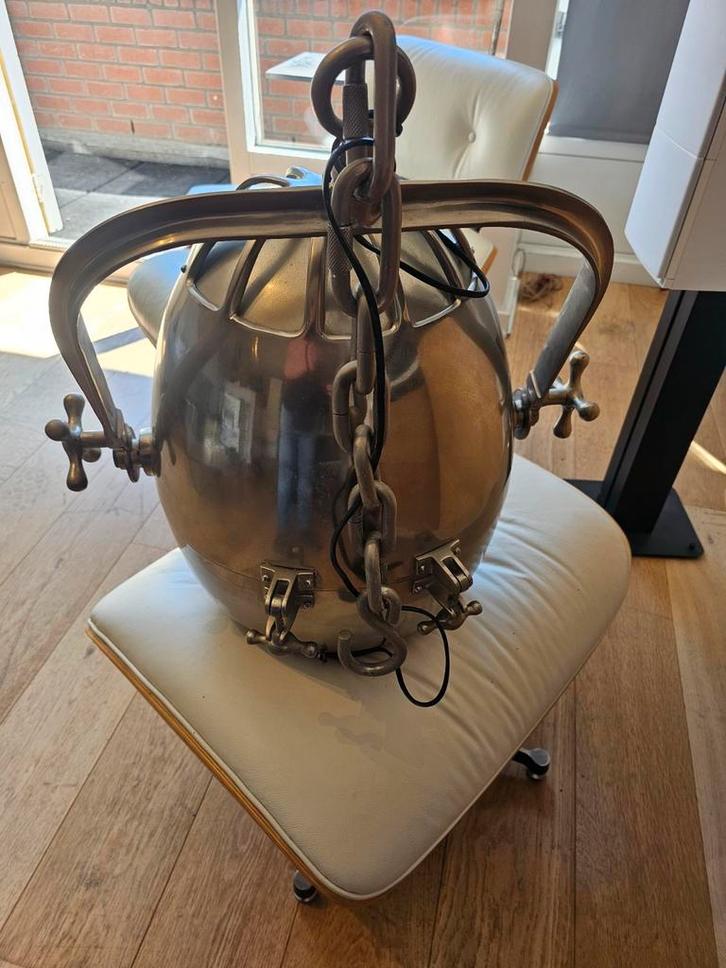 Vintage Theater Spotlight - Spaceage Nautica Design, Huis en Inrichting, Lampen | Hanglampen, Gebruikt, 50 tot 75 cm, Glas, Metaal