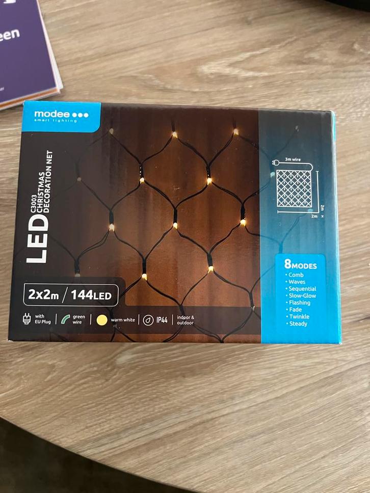 2x LED Kerstverlichting Net - 2x2 meter - Warm Wit, Huis en Inrichting, Lampen | Hanglampen, Nieuw, Minder dan 50 cm, Kunststof