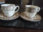 Enoch Wedgwood Woodland koffie kop en schotels bruin, 2st., Antiek en Kunst, Antiek | Servies los, Ophalen of Verzenden