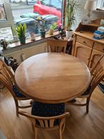 Ronde eiken tafel + 4 stoelen (110cm), Huis en Inrichting, Tafels | Eettafels, Ophalen