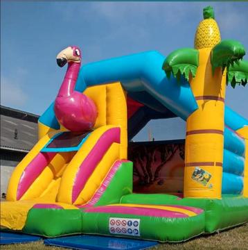 Springkussen Flamingo te huur Gratis brengen opzetten  beschikbaar voor biedingen