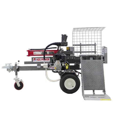 30 ton horizontale houtklover met benzinemotor en houtlift (, Tuin en Terras, Kloofmachines, Gebruikt, Liggend, Elektrisch, Ophalen of Verzenden