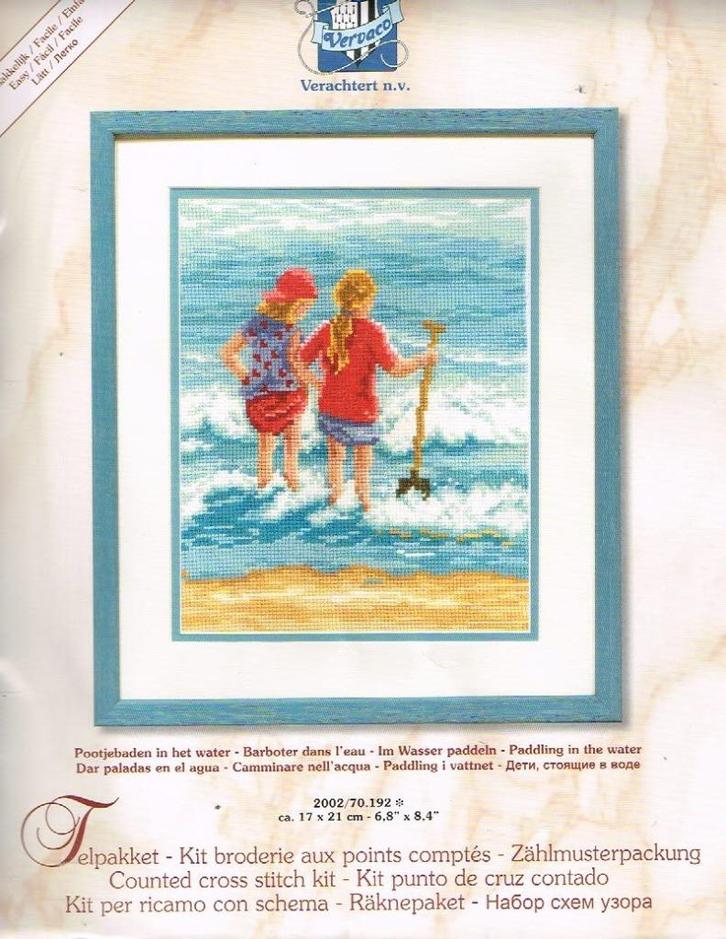 Cado vervaco borduurpakket  kinderen op het strand, Hobby en Vrije tijd, Borduren en Borduurmachines, Ophalen of Verzenden