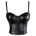 Zwart leren korset bh gothic steampunk punk leer push up, Body of Korset, Zwart, Verzenden