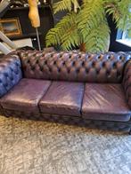 3+2 zits Chesterfield in donker aubergine, Ophalen of Verzenden, Zo goed als nieuw, 75 tot 100 cm, 200 tot 250 cm
