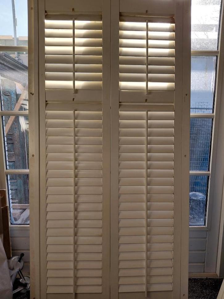 Witte houten shutters, zware kwaliteit, Huis en Inrichting, Stoffering | Gordijnen en Lamellen, Gebruikt, 150 tot 200 cm, 50 tot 100 cm
