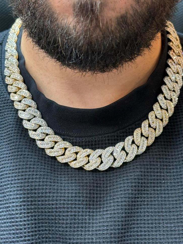 14KT Goud - 255 Gr-Diamant Cuban VVS - Cuban Chain - Ketting, Sieraden, Tassen en Uiterlijk, Kettingen, Zo goed als nieuw, Goud