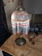 Vintage messing kraaltjes lamp roze kap, Ophalen