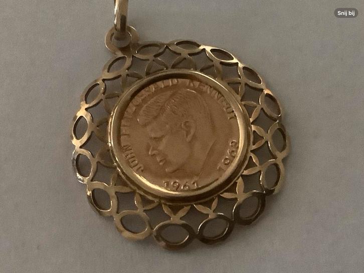 Vintage gouden Kettinghanger Munt John Kennedy 1961/1963, Sieraden, Tassen en Uiterlijk, Kettinghangers, Zo goed als nieuw, Goud