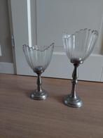 Tinnen kandelaars met glas, Ophalen, Overige materialen