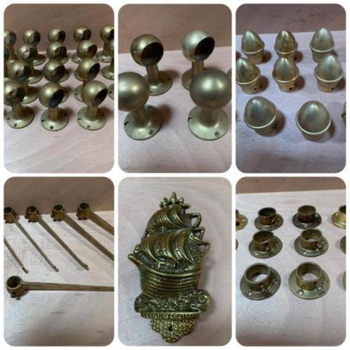 187. Antieke Messing Leuninghouders, Antiek en Kunst, Antiek | Koper en Brons, Ophalen of Verzenden