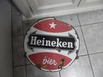 reclamebord staal heineken ( rode logo ), Verzamelen, Biermerken, Ophalen of Verzenden, Gebruikt, Reclamebord, Plaat of Schild