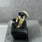 Gouden Ring | 14k | 4,88g | ovale saffier | 20,5 | 397390, Gebruikt, 20 of groter, Ophalen of Verzenden, Dame