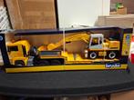 Bruder MAN TGA met Fliegl dieplader en Liebherr graafkraan, Kinderen en Baby's, Speelgoed | Speelgoedvoertuigen, Ophalen of Verzenden