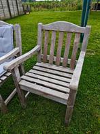 teakhouten tuinstoel 4 stuks vergrijsd prima staat, Tuin en Terras, Tuinstoelen, Ophalen, Gebruikt, Teakhout