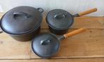 Gietijzeren Dutch Oven pannen : 1 kookpan en 2 steelpannen, Huis en Inrichting, Keuken | Potten en Pannen, Ophalen of Verzenden