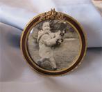 Antiek fotolijstje, kuifje met roosjes, Ophalen of Verzenden