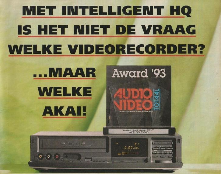 Retro reclame 1993 Akai audio video videorecorder, Verzamelen, Retro, Overige typen, Verzenden