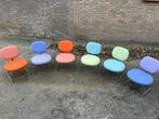 6 gekleurde lage fauteuil stoelen, Huis en Inrichting, Fauteuils, Ophalen, Gebruikt, 75 tot 100 cm, Metaal