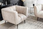 Moderne Fauteuil Beige Fluweel NIEUW VOORRAAD, Nieuw, 75 tot 100 cm, Ophalen of Verzenden, Metaal