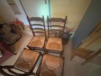 Eikenhouten stoelen met biezen zitting - 4 stuks, Huis en Inrichting, Stoelen, Ophalen, Bruin, Zo goed als nieuw, Vier