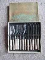 VISBESTEK Antiek 6 delig in originele doos mt benen handvat, Antiek en Kunst, Antiek | Bestek, Ophalen of Verzenden