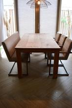 Massieve teak tafel 220 cm lang - Goede staat, Ophalen, 100 tot 150 cm, Teakhout, 200 cm of meer