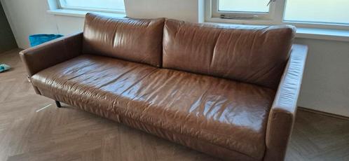 Loods5 Slimm tobacco 3,5 zit bank leder, Huis en Inrichting, Banken | Bankstellen, Gebruikt, Ophalen
