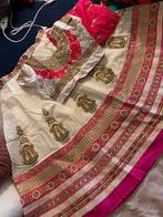 Indiase Lehenga 3-delige set NIEUW, Maat 38/40 (M), Overige typen, Wit, Nieuw