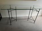 Glazen sitetable met gietijzeren onderstel, Huis en Inrichting, Ophalen, Gebruikt, 100 tot 150 cm, Glas