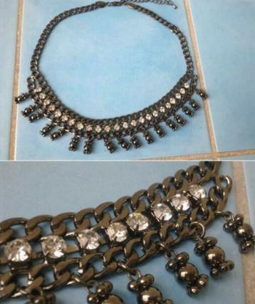 HalsKetting zwart met Strass steentjes 📿 beschikbaar voor biedingen