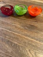 Drie Kosta Boda waxinelichthouders, Overige materialen, Groen, Ophalen of Verzenden, Zo goed als nieuw