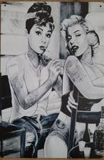 Audrey Hepburn Marilyn Monroe tattoo reclamebord van metaal