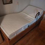 Eiken Seniorenbed + Elektrische Lattenbodem + Matras, Ophalen of Verzenden, Eenpersoons, Hout, 90 cm
