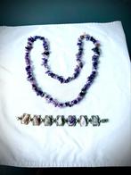 Ketting en verzilverde armband van Amethist, Paars, Ophalen of Verzenden, Zo goed als nieuw, Met edelsteen