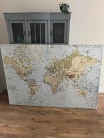Wereldkaart, Huis en Inrichting, Woonaccessoires | Schilderijen, Tekeningen en Foto's, Ophalen, 125 cm of meer, Zo goed als nieuw
