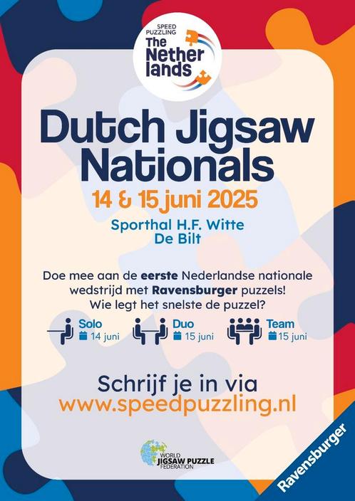 Dutch Jigsaw Nationals: puzzelwedstrijd met Ravensburger, Hobby en Vrije tijd, Denksport en Puzzels, Ophalen of Verzenden
