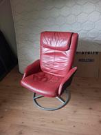 Relaxfauteuil + Hokker (zelfde stijl), Huis en Inrichting, Fauteuils, Gebruikt, 75 tot 100 cm, Ophalen of Verzenden, Metaal