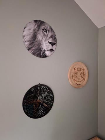 Wandbord woonaccessoires  leeuw panter tijger beschikbaar voor biedingen