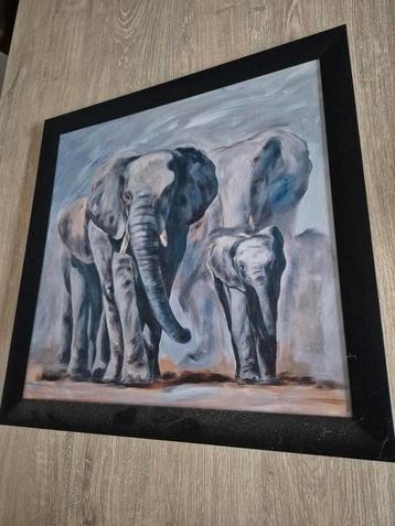 Klein schilderij olifant  beschikbaar voor biedingen