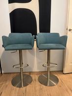 2 Turquoise Goossens Barkrukken - Verstelbaar, Huis en Inrichting, Barkrukken, Ophalen, Gebruikt, In hoogte verstelbaar, 60 tot 90 cm