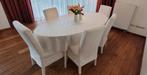 Kitchen table and 6 chairs, 200 cm of meer, 100 tot 150 cm, Grenenhout, Modern