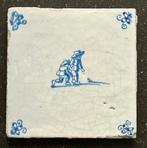 Tegel met kinderspelen: knikkeren. Einde 17e eeuw., Antiek en Kunst, Verzenden