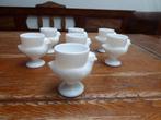 7 vintage eierdopjes van opaline, kip – France