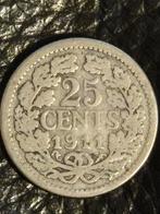 25 Cent 1911 - Wilhelmina, Postzegels en Munten, Munten | Nederland, Zilver, 25 cent, Ophalen of Verzenden, Koningin Wilhelmina